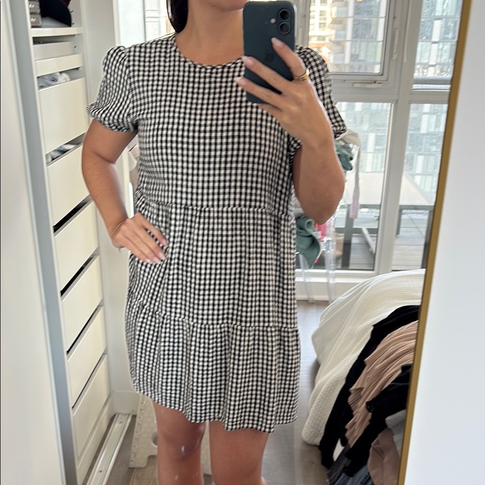 Gingham Black and White Dress